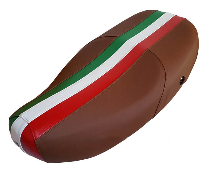 Cinnamon Brown with Italian Stripe Vespa LX Scooter Seat Cover